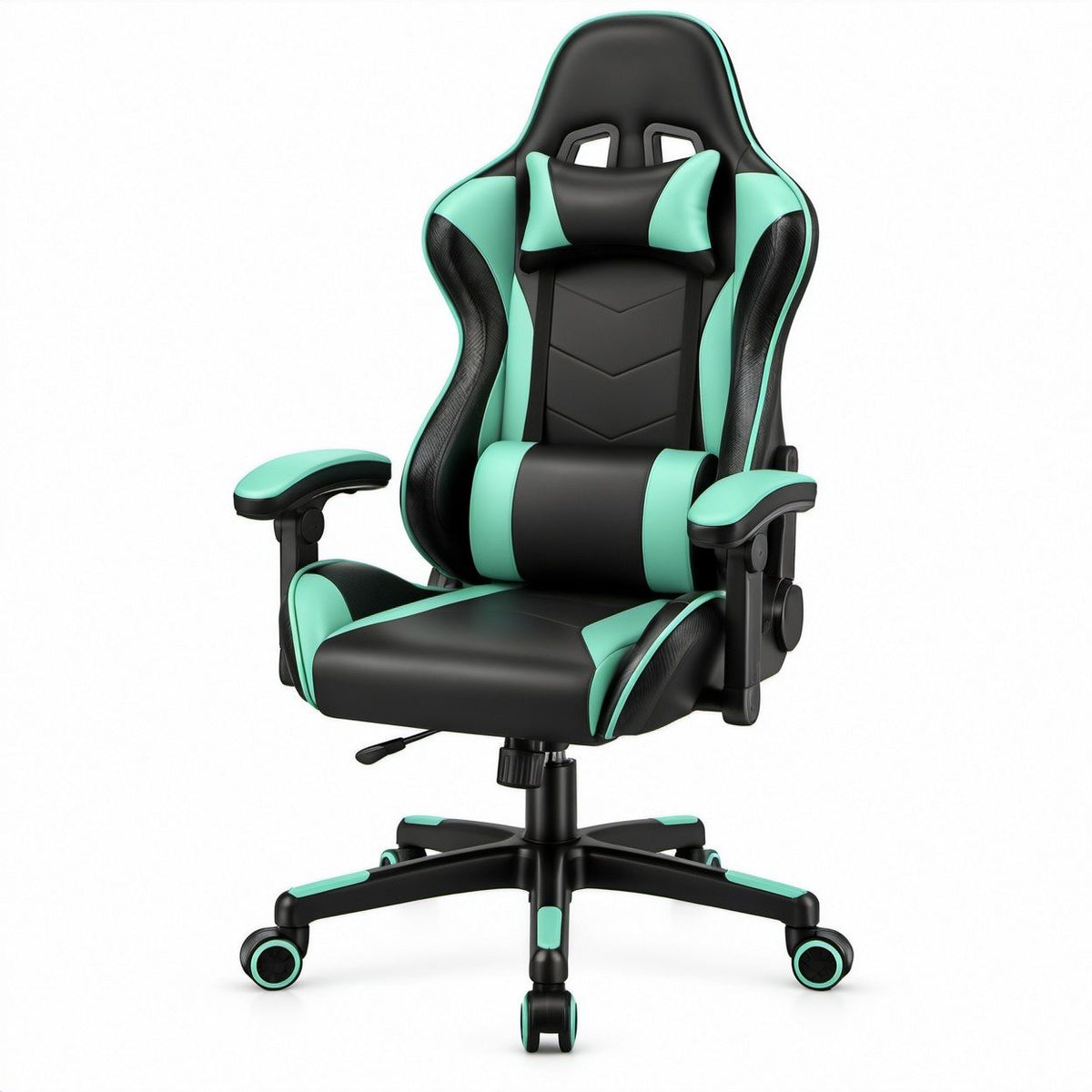 Ergonomischer Gamingstuhl Schwarz/Mint, 67 x 70 x 125–135 cm