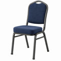 Gepolsterter Stuhl mit abgerundeter Rückenlehne, Blau/Schwarz, 45 x 52 x 92 cm