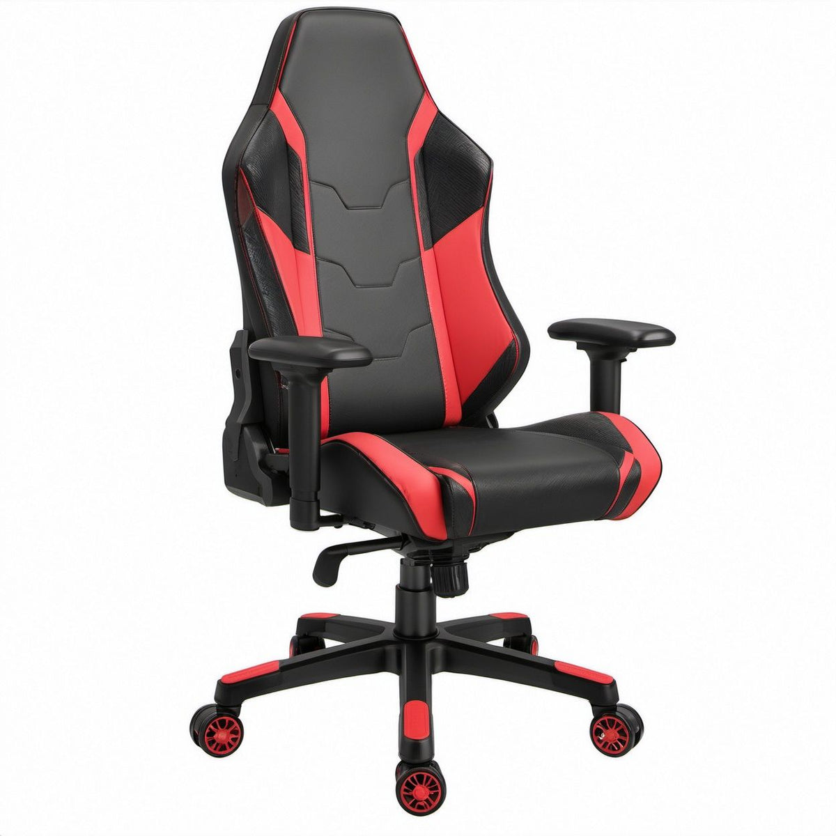 Ergonomischer Gamingstuhl aus PU-Kunstleder in Schwarz/Rot, 70 x 70 x 123–133 cm
