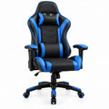 Ergonomischer Gaming-Drehstuhl aus PU-Kunstleder, Schwarz/Blau, 66 x 66 x 122–132 cm