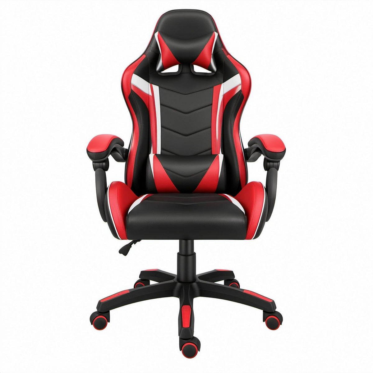 Ergonomischer Schalensitz in Schwarz/Rot/Weiß, 66 x 66 x 122–132 cm