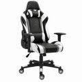 Gamingstuhl aus PU-Kunstleder mit Kopfkissen, Schwarz/Weiß, 66 x 64 x 125–135 cm