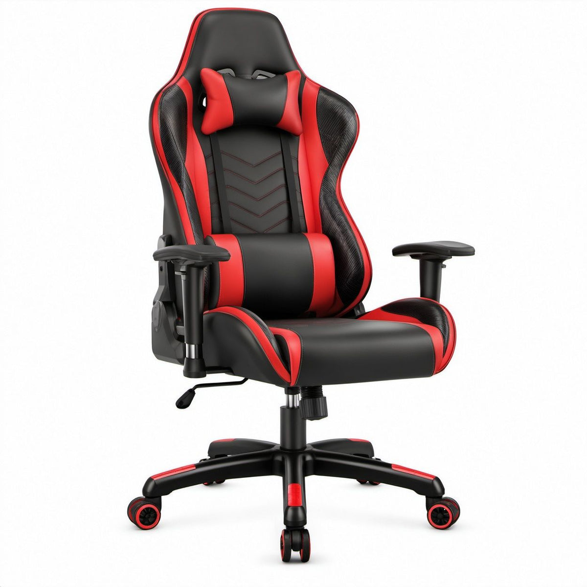 Ergonomischer Gamingstuhl in Rennsitzform Schwarz/Rot aus PU-Kunstleder, 68 x 68 x 122–132 cm